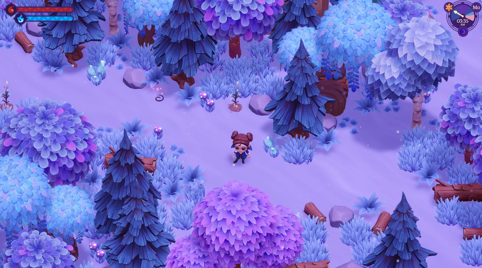 A winter forest in Moonlight Peaks