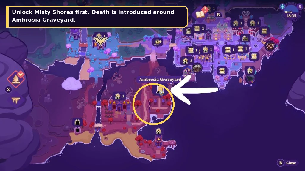 Moonlight Peaks gameplay scene related to the Death route