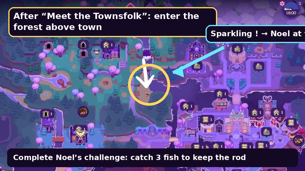 Moonlight Peaks gameplay scene related to the Noel route